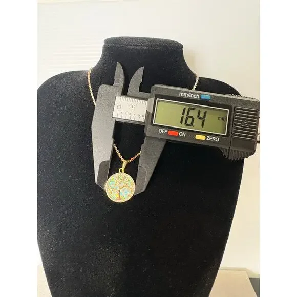 Moissanite Opal Tree of Life Necklace- 14k Vermeil over 925 - Picture 4 of 10